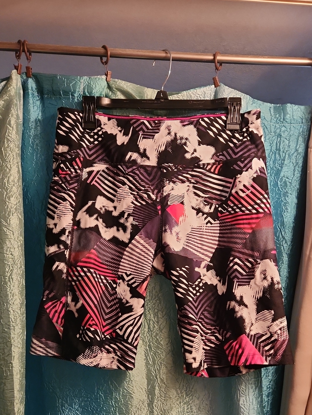 Calvin Klein Black, White & Pink Geometric Bike Shorts - Picture 1 of 2